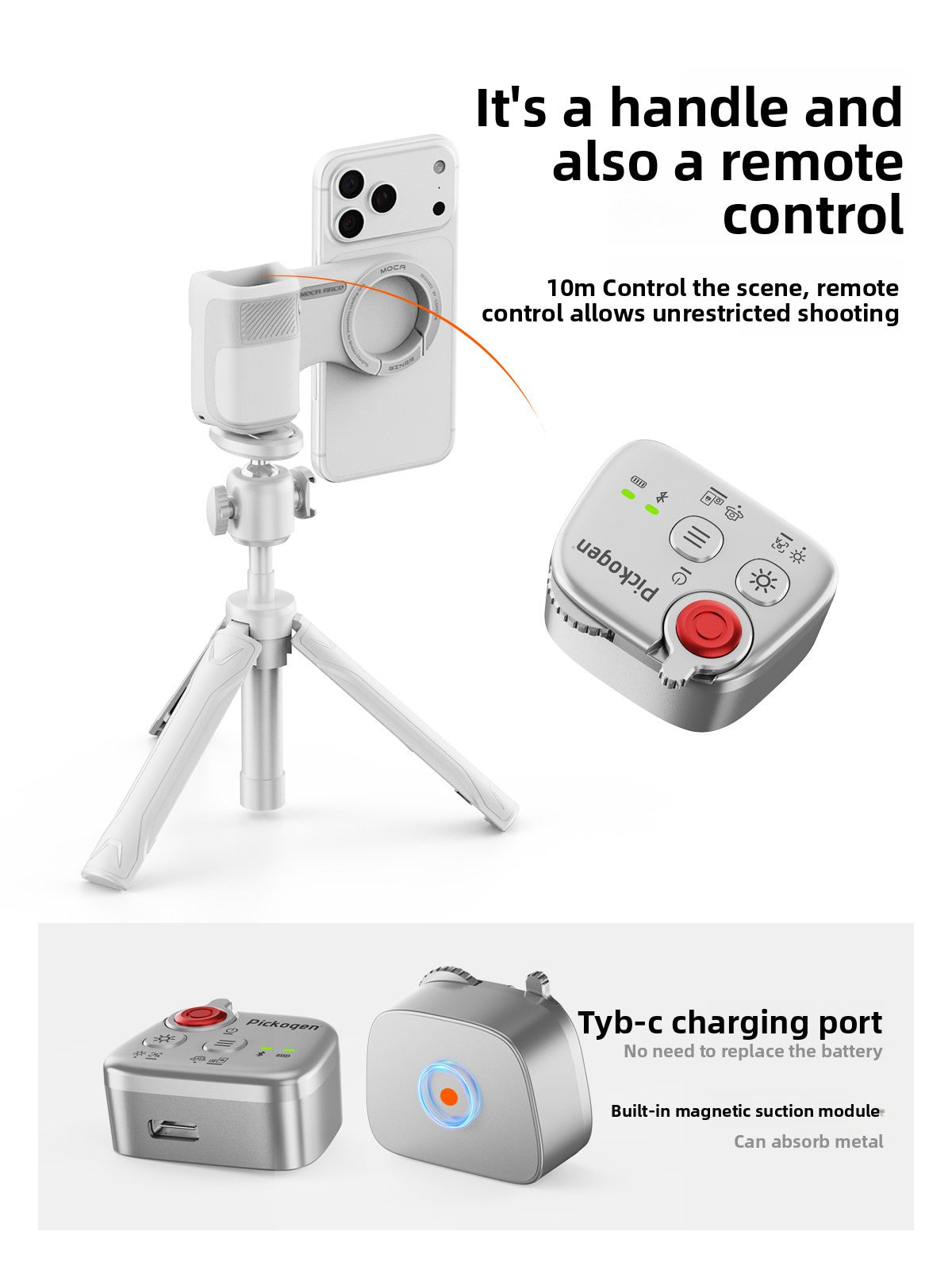 Phone Photography Grip with Bluetooth Remote
