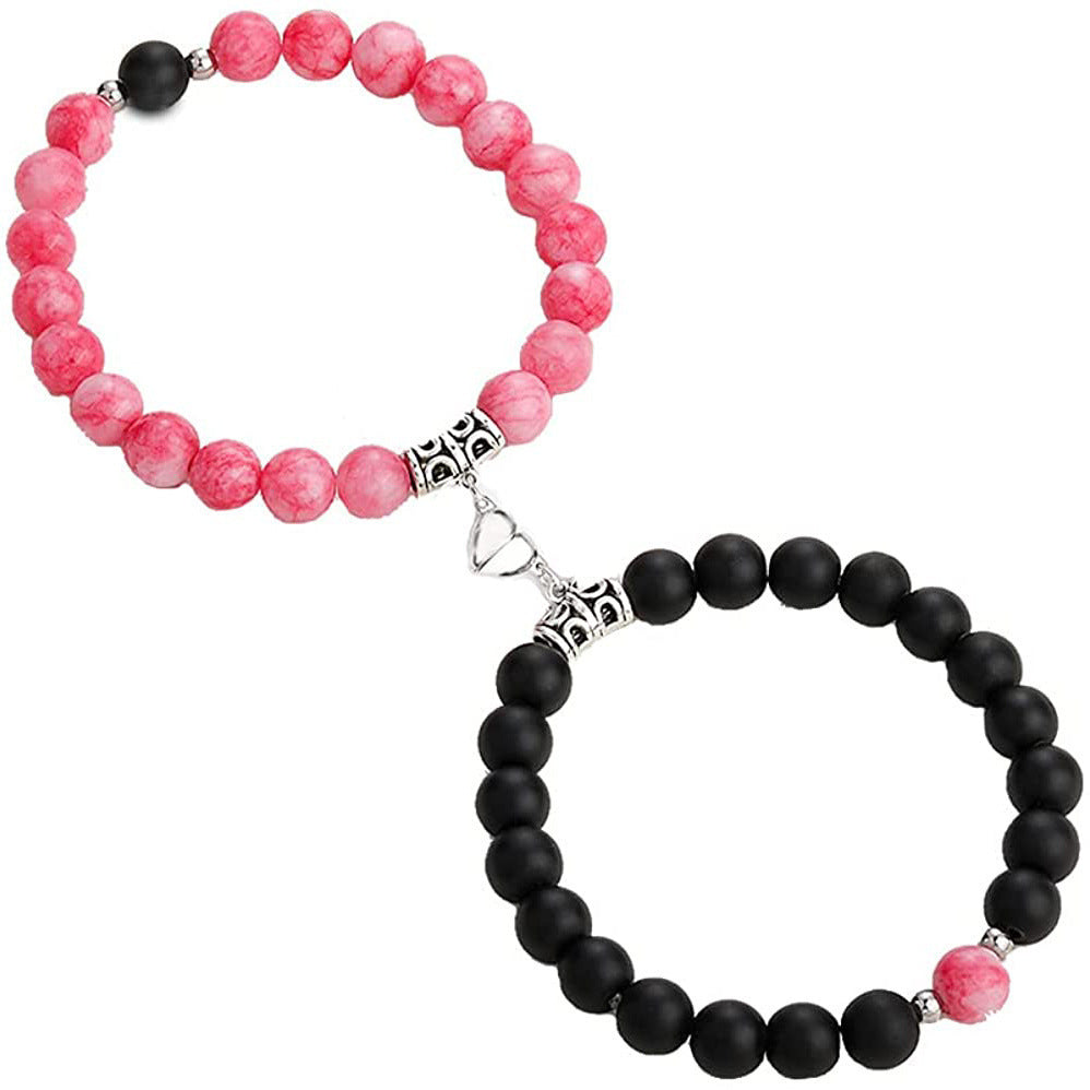 Frosted white turquoise couple bracelet