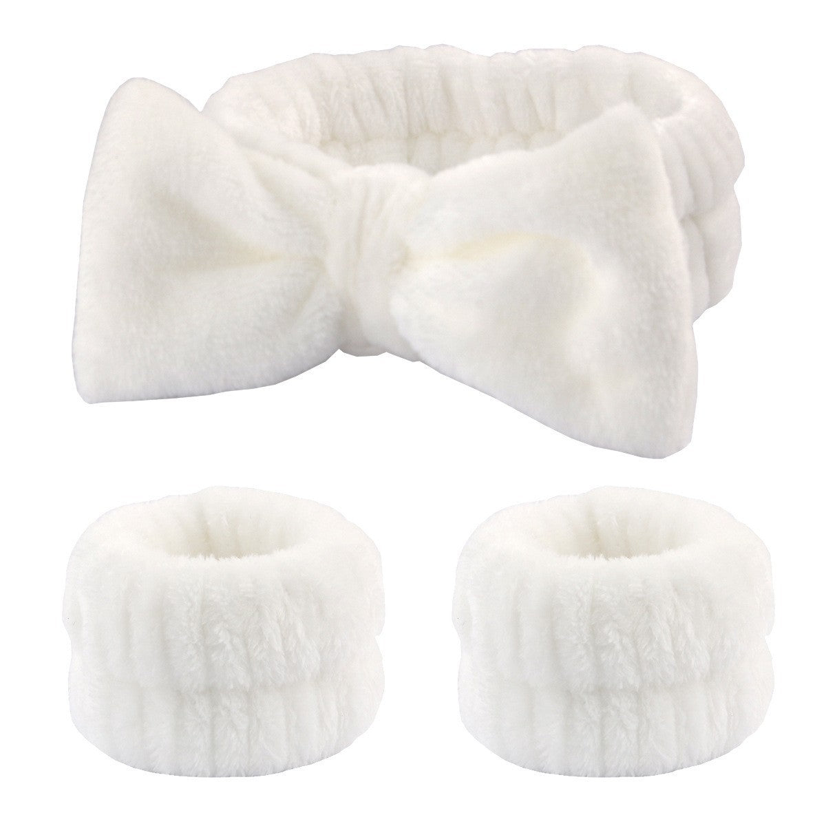 Face Wash Headband with Bow and Wrist Strap Set