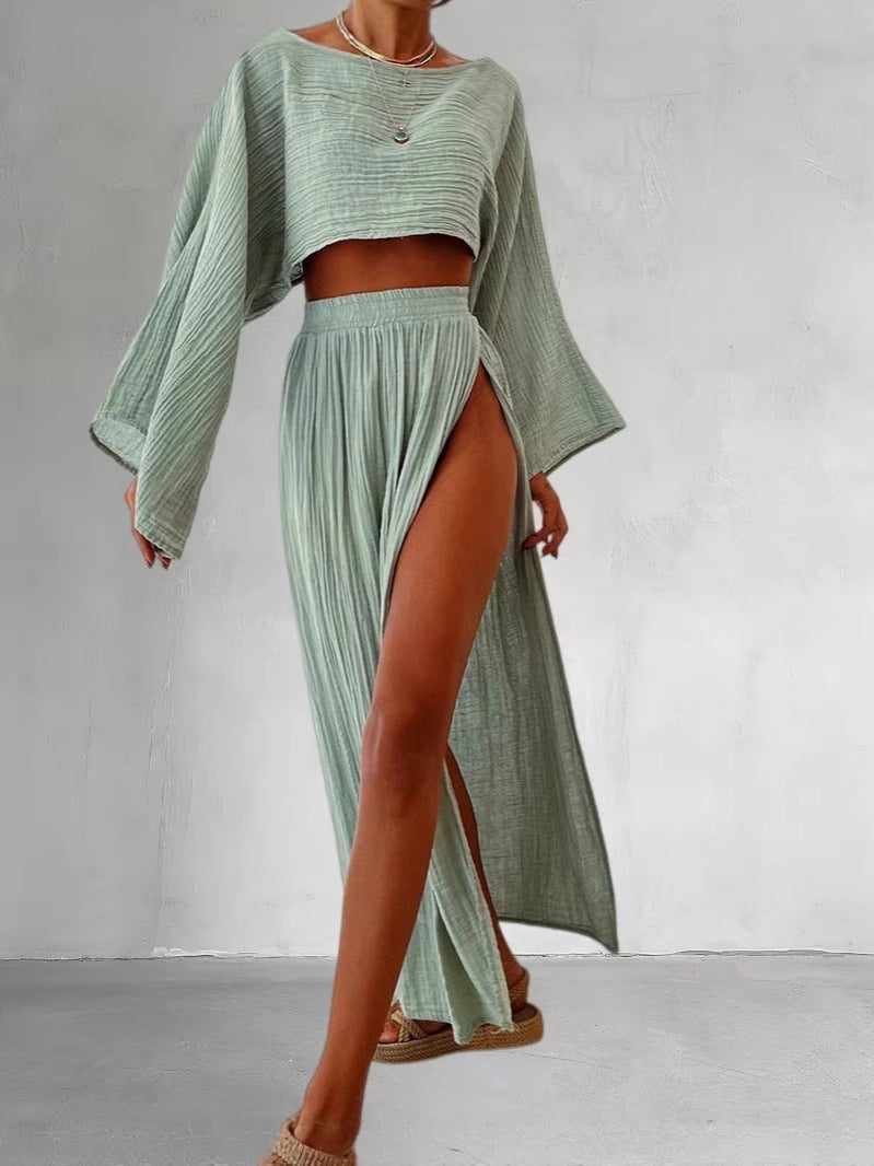 Woman Cotton Linen Two Piece Set