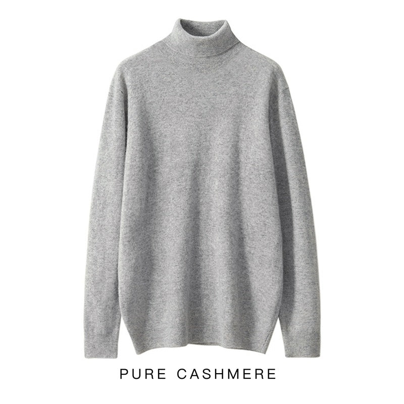 High Neck Pure Wool Sweater Men Pullover