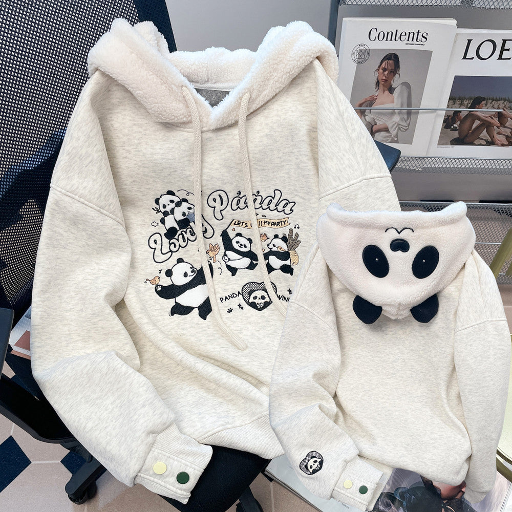 Winter Embroidered Panda Sweatshirt