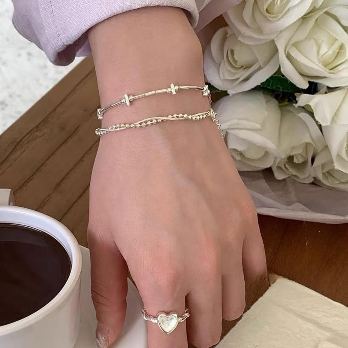 Bracelet Sterling Silver Double Layer