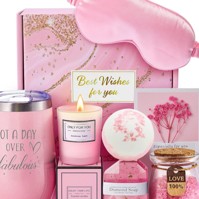 Set de cesta de regalo de spa rosa