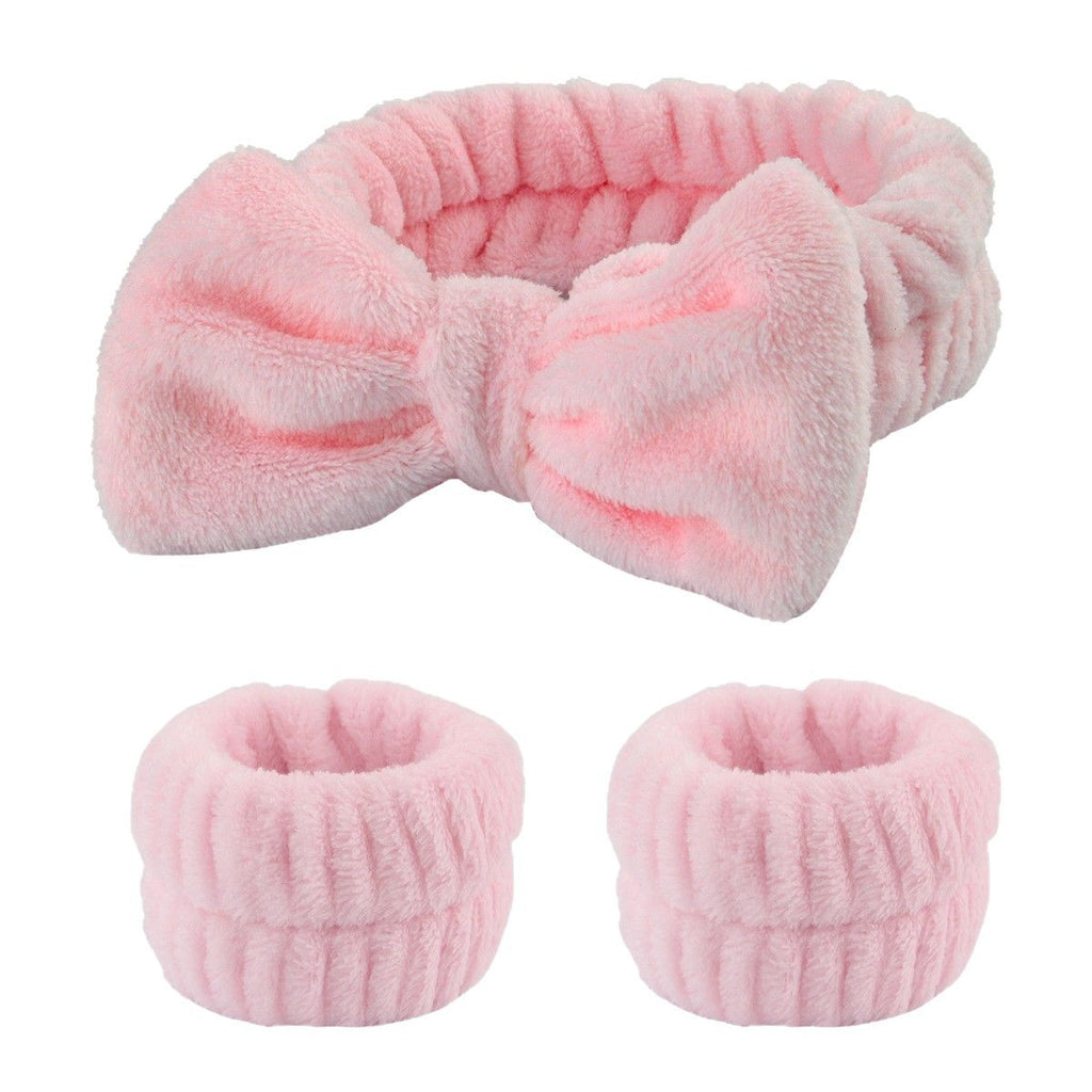 Set de banda para el cabello con lazo y pulseras para lavar el rostro