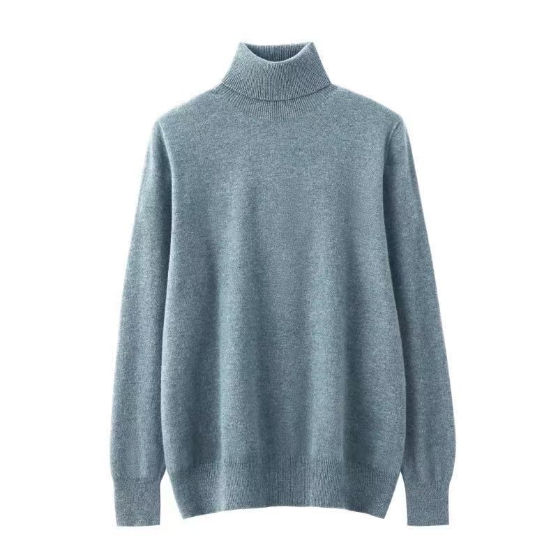 High Neck Pure Wool Sweater Men Pullover