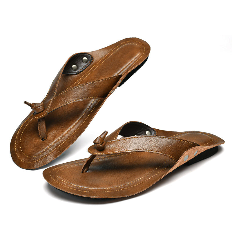 Genuine Leather Flip Flops for Men