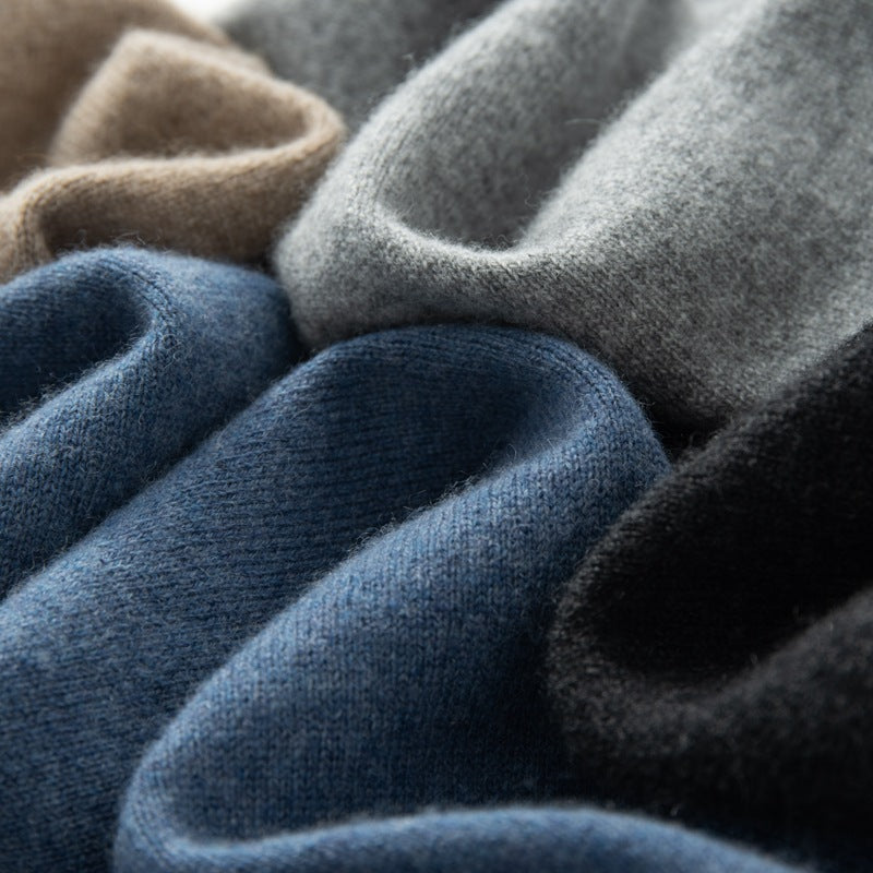 High Neck Pure Wool Sweater Men Pullover
