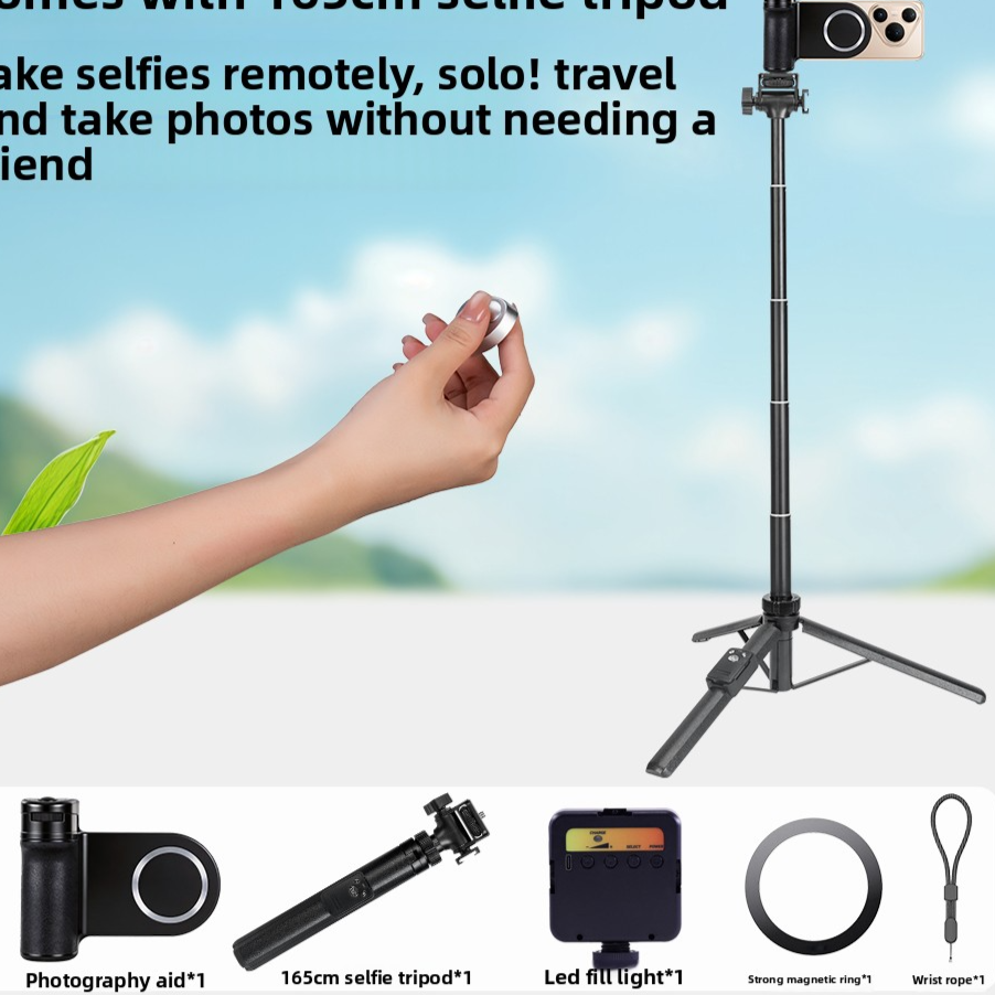 Magnetic Phone Handle with Bluetooth and Fill Light