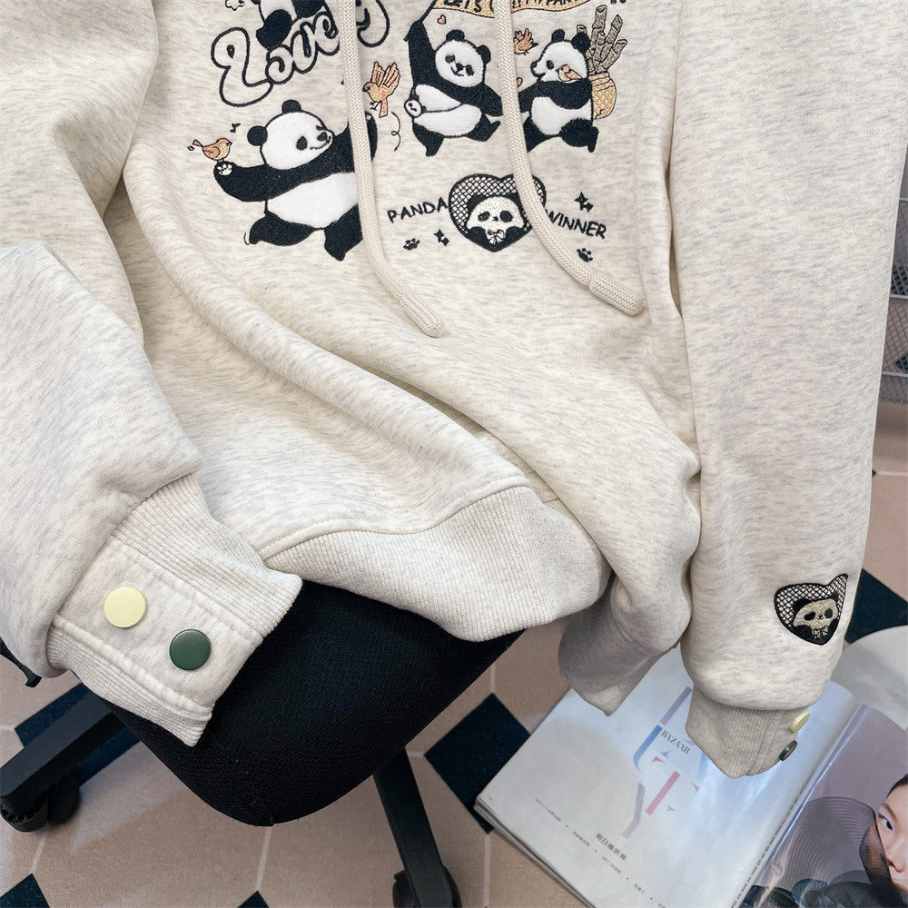 Winter Embroidered Panda Sweatshirt