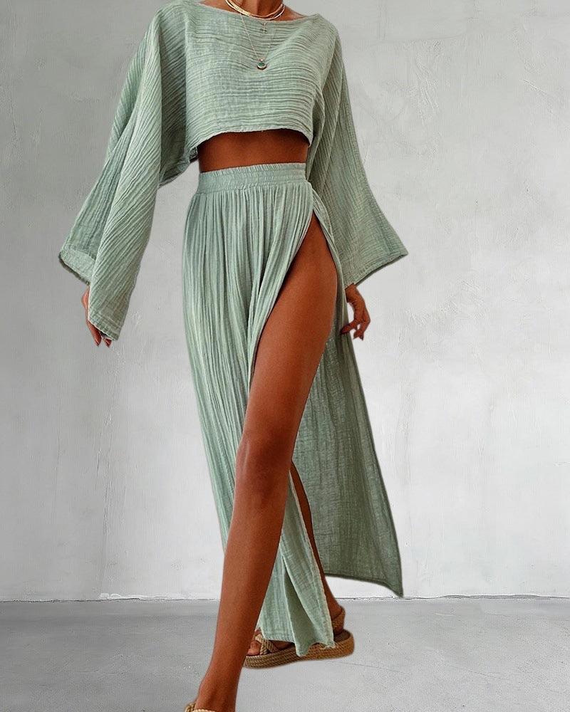 Woman Cotton Linen Two Piece Set
