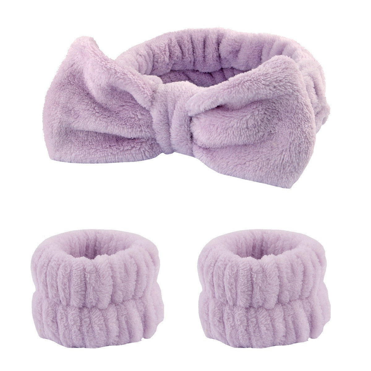 Face Wash Headband with Bow and Wrist Strap Set