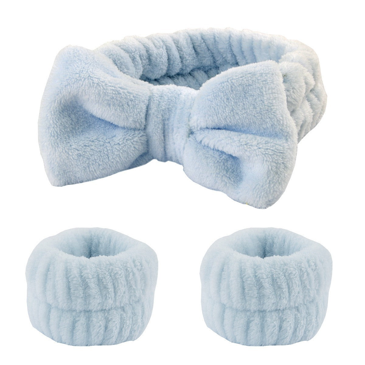 Face Wash Headband with Bow and Wrist Strap Set