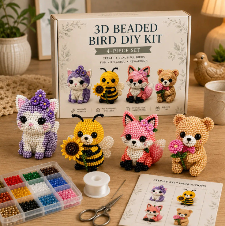 Petite 3D Beaded Animal Craft Kit (4 pieces)