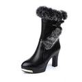 Genuine leather women's high-heeled cowhide boots