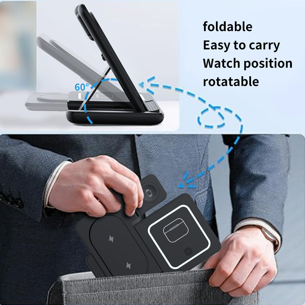 Three-in-One Foldable Wireless Charger for Apple Devices