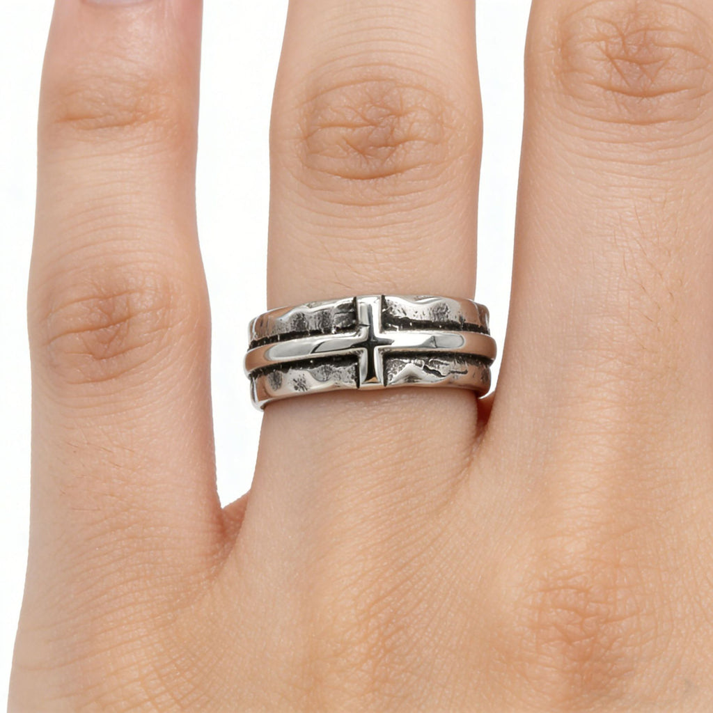 Retro Cross Titanium Steel Ring