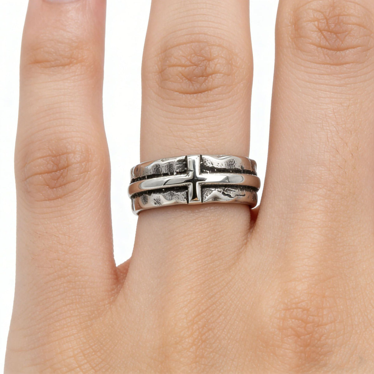 Retro Cross Titanium Steel Ring