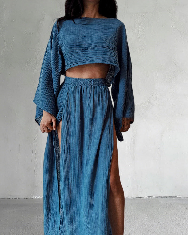 Woman Cotton Linen Two Piece Set