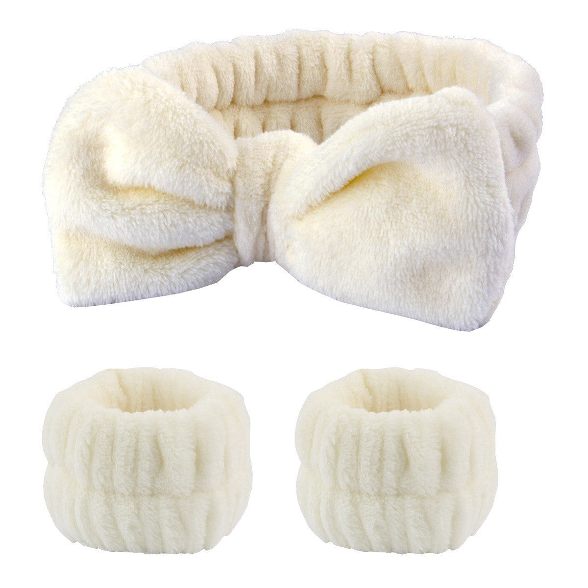 Face Wash Headband with Bow and Wrist Strap Set