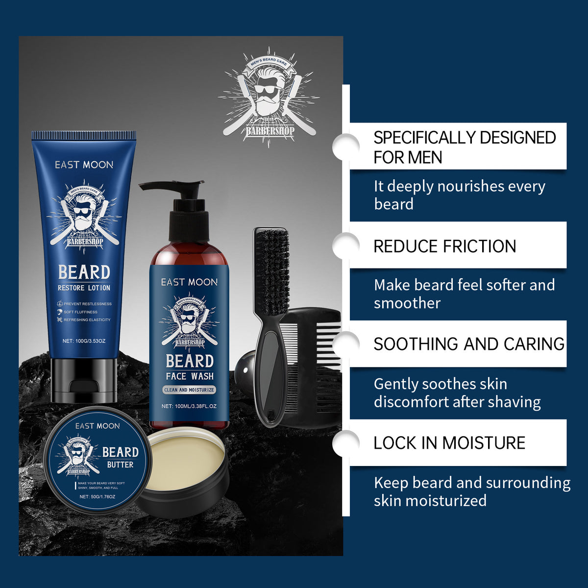 Men Sandalwood Beard Grooming Kit
