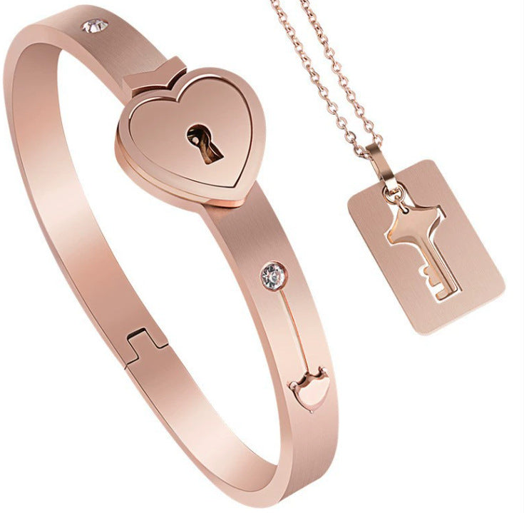 Titanium steel love lock bracelet