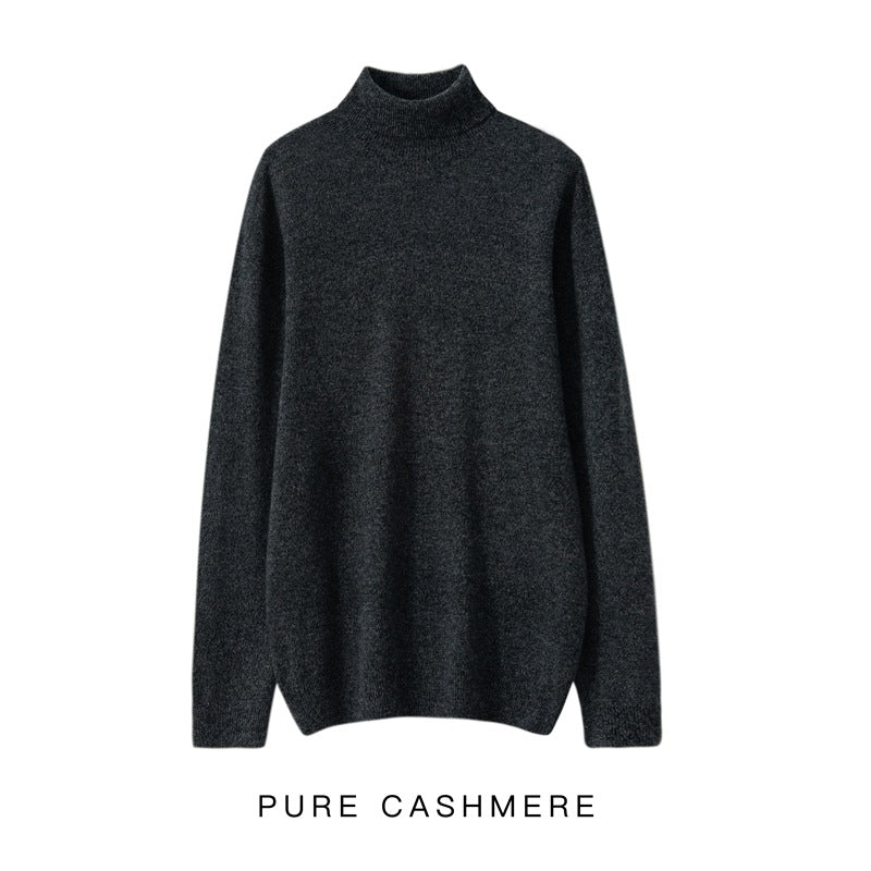 High Neck Pure Wool Sweater Men Pullover
