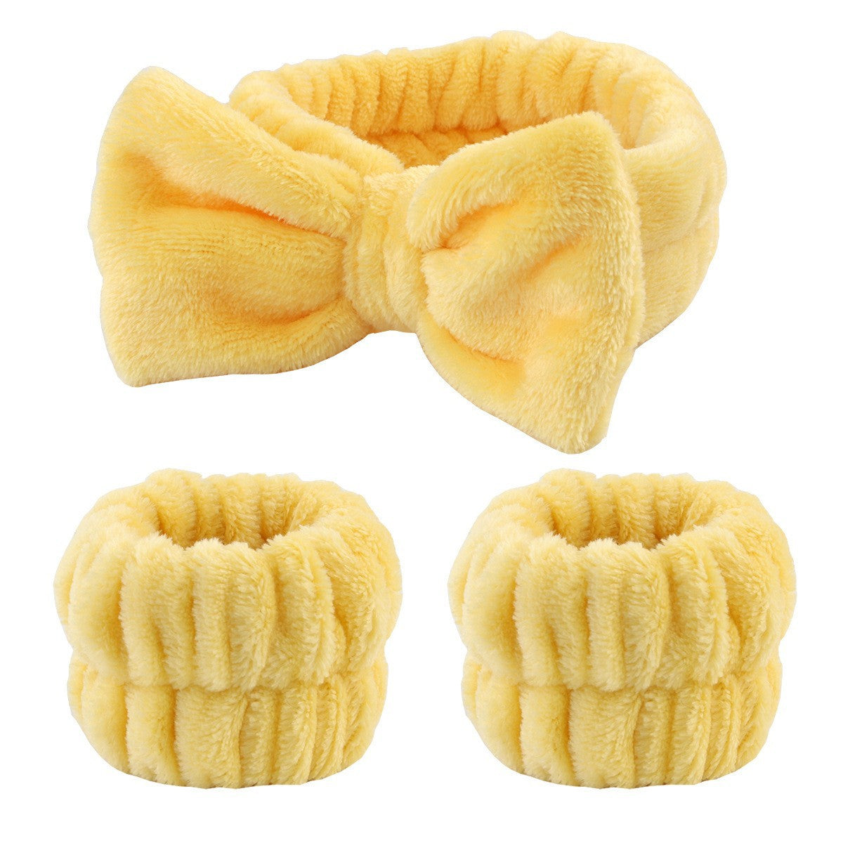 Face Wash Headband with Bow and Wrist Strap Set