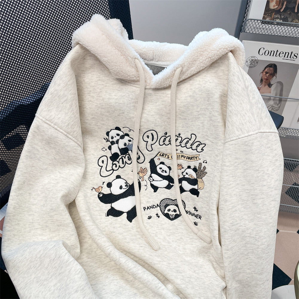 Sudadera de invierno bordada con panda