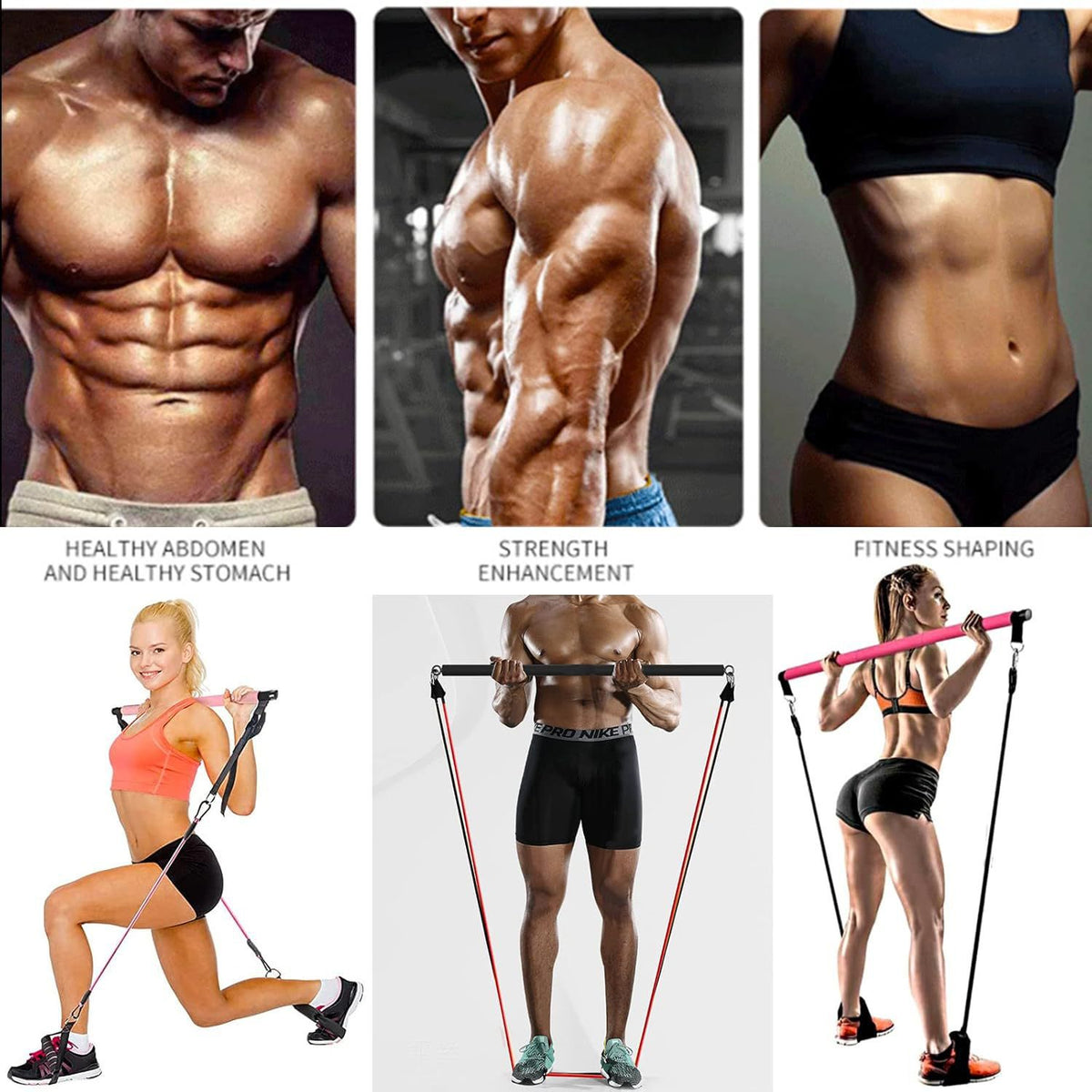 Portable Pilates Bar Kit with Resistance Bands