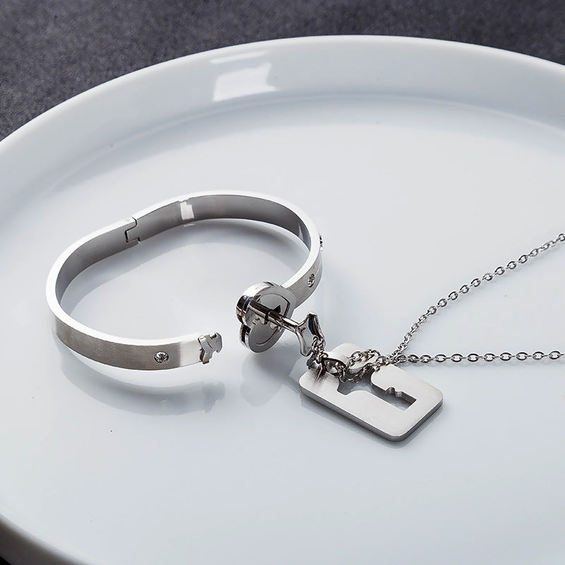 Titanium steel love lock bracelet