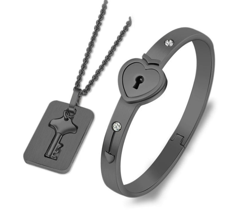 Titanium steel love lock bracelet