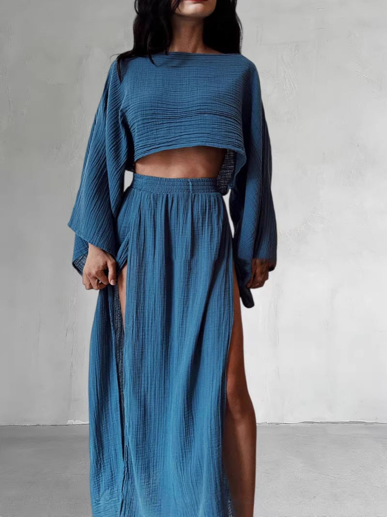 Woman Cotton Linen Two Piece Set