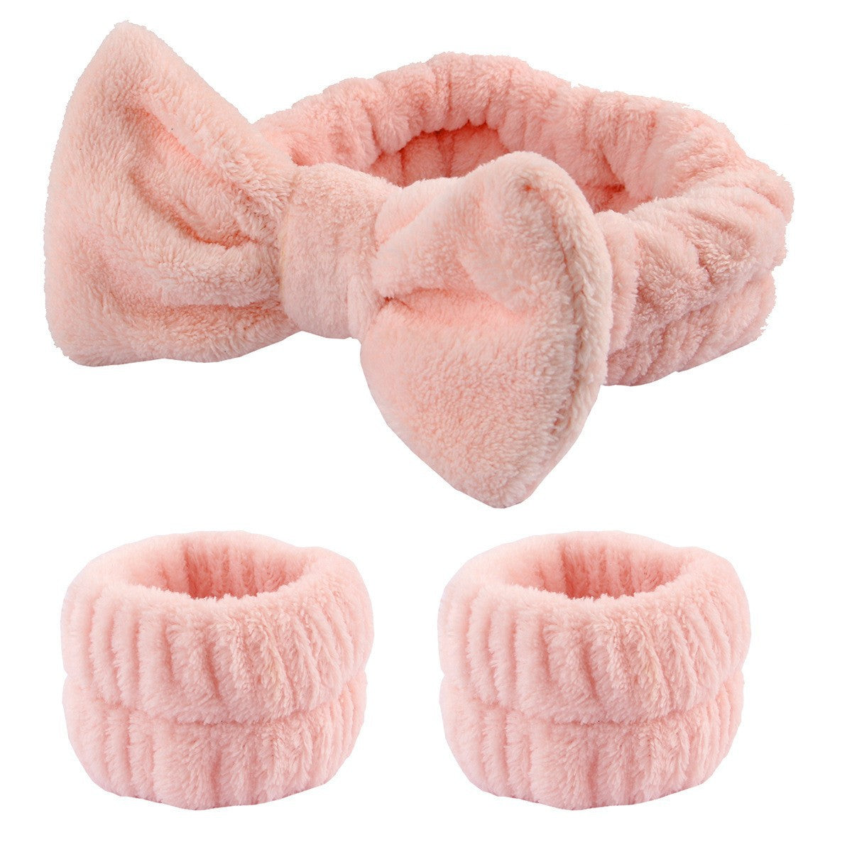 Face Wash Headband with Bow and Wrist Strap Set