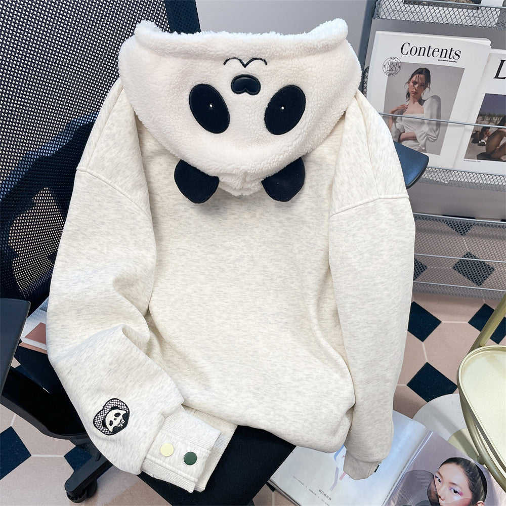Sudadera de invierno bordada con panda
