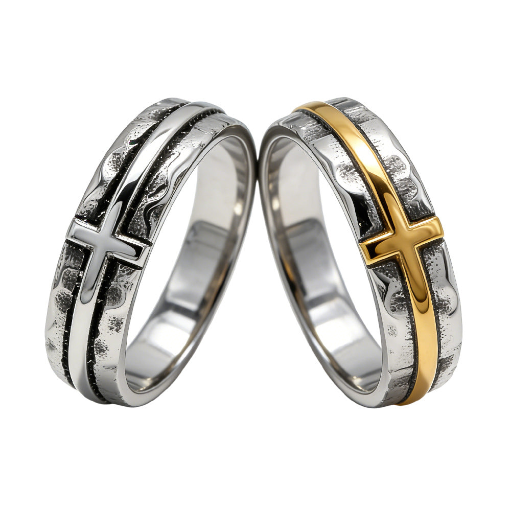 Retro Cross Titanium Steel Ring