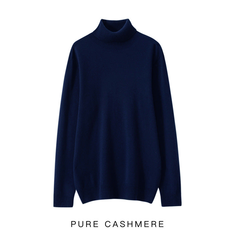 High Neck Pure Wool Sweater Men Pullover