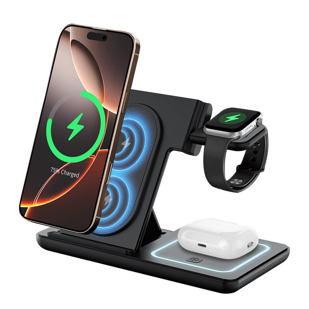 Three-in-One Foldable Wireless Charger for Apple Devices
