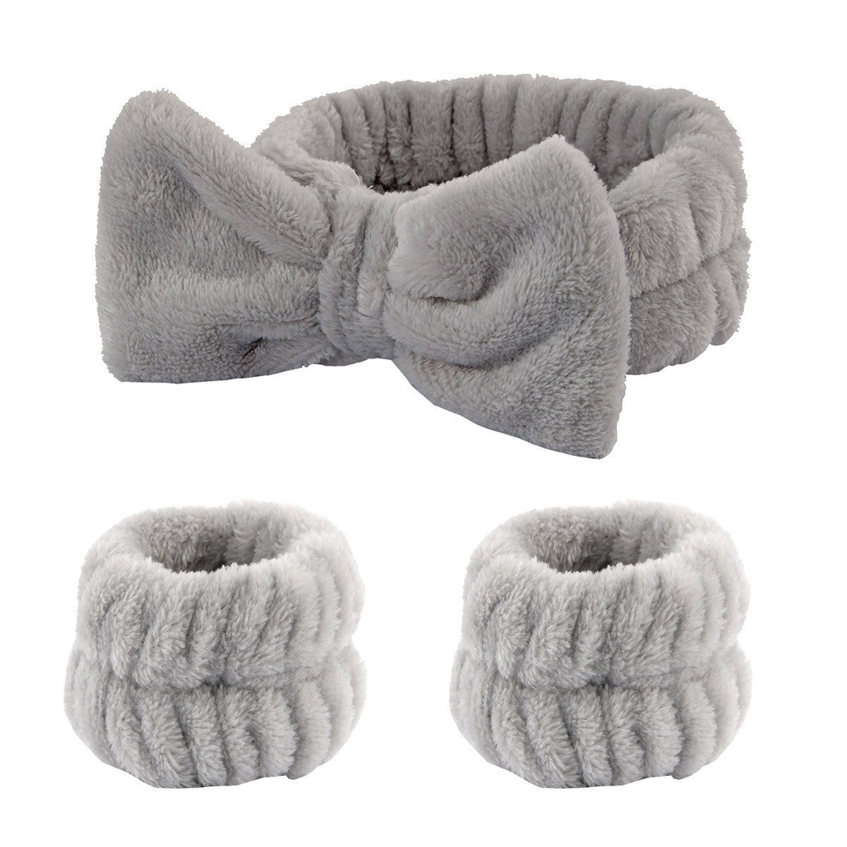 Face Wash Headband with Bow and Wrist Strap Set