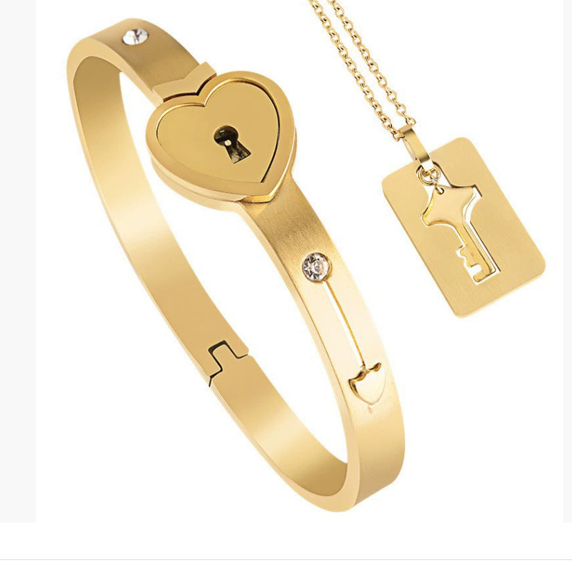 Titanium steel love lock bracelet