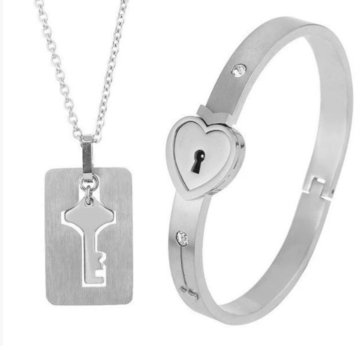 Titanium steel love lock bracelet