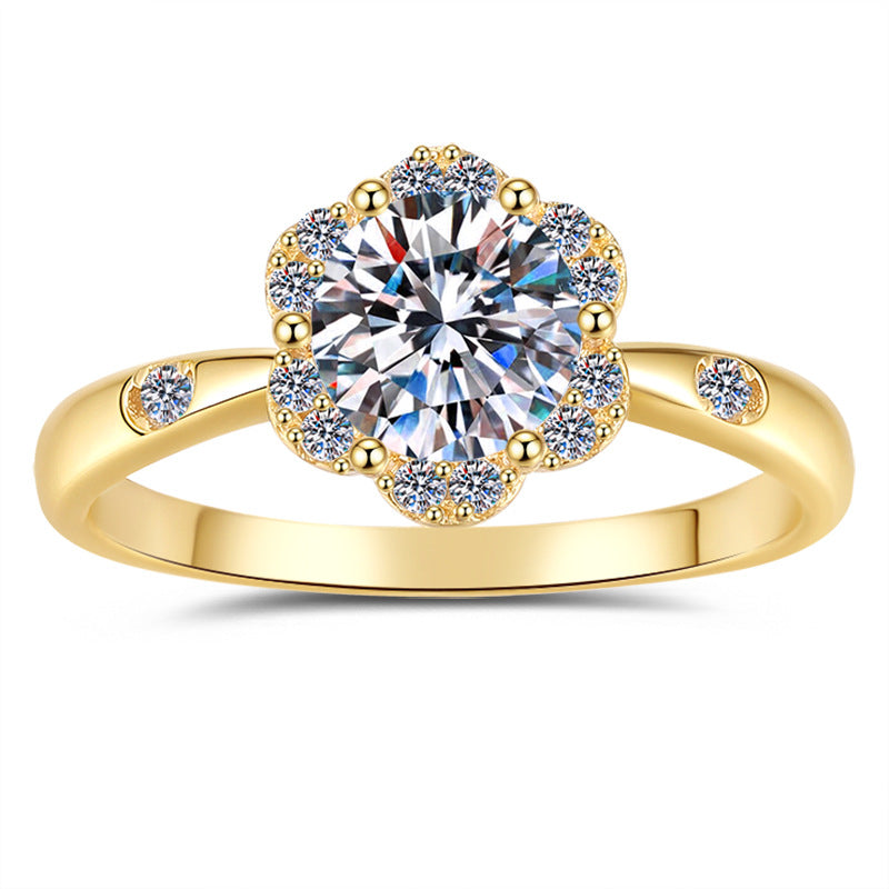 Ring 18K Gold Floral Moissanit