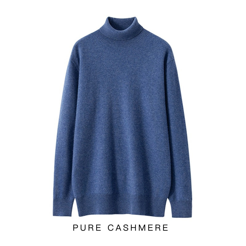 High Neck Pure Wool Sweater Men Pullover