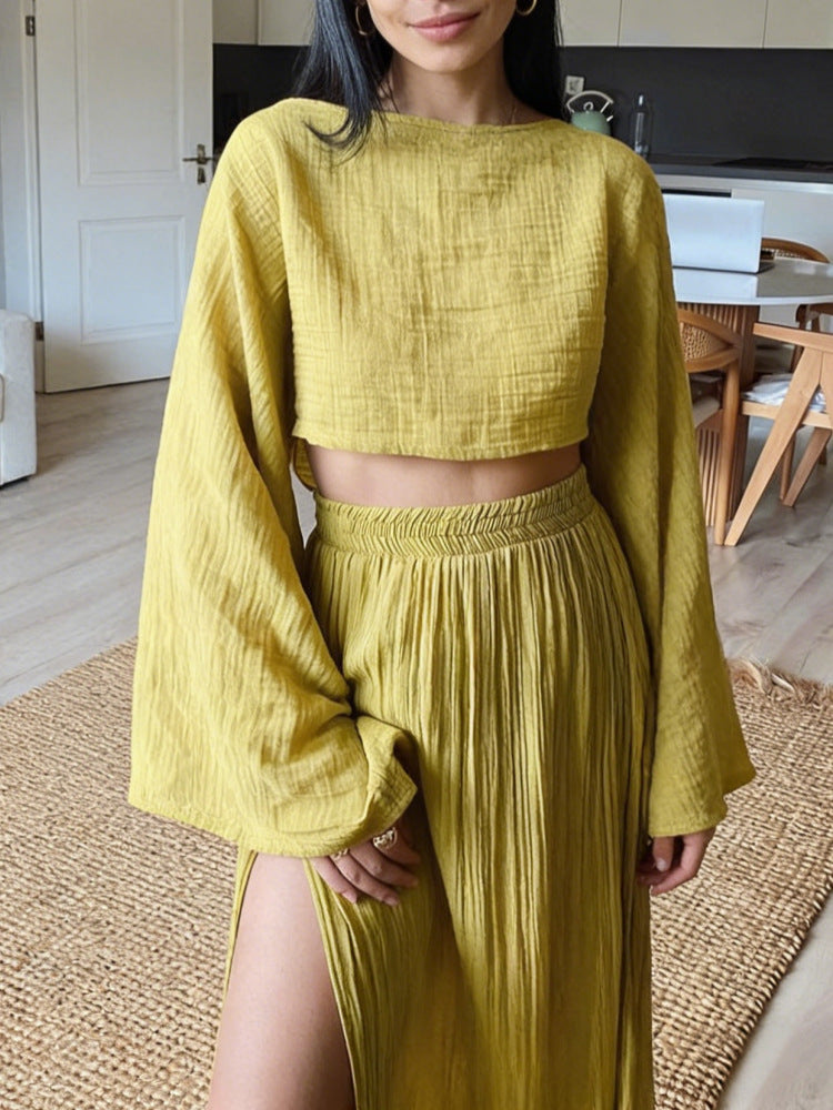 Woman Cotton Linen Two Piece Set