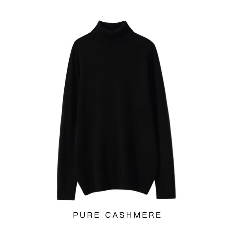 High Neck Pure Wool Sweater Men Pullover